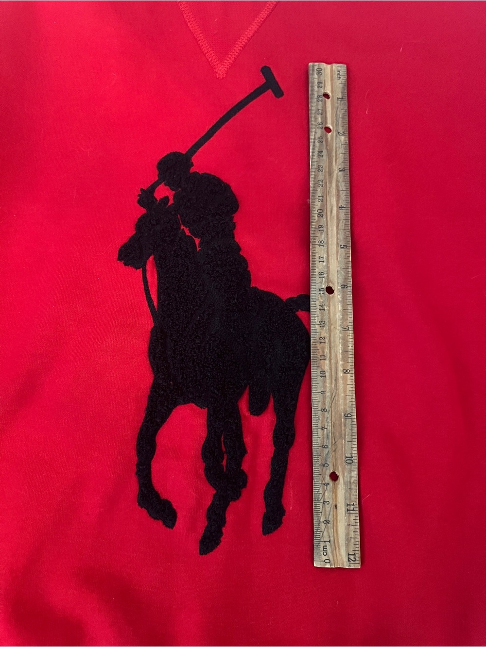 POLO RALPH LAUREN Womens Red Sweatshirt Big Textured Pony Logo Crewneck Medium - Picture 8 of 13